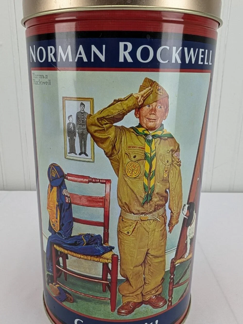 Norman Rockwell Can't Wait Metal Popcorn Tin Canister 10